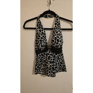 Slim Shaper Swim Tankini Top Size 8 Black White NWT Upf 50 Top Only Beach Resort